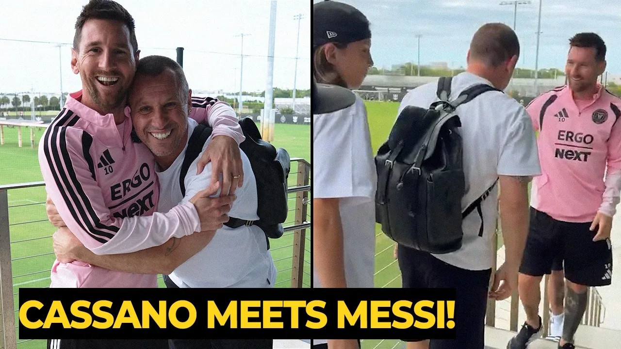 L’ancien joueur du Real Madrid Antonio Cassano rencontre Leo Messi au centre d’entraînement de Miami !