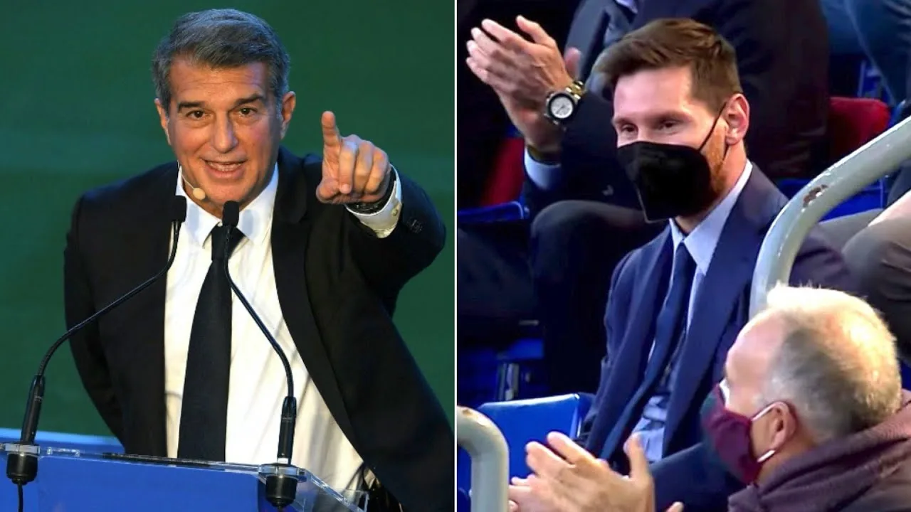 Joan Laporta tells Lionel Messi he “loves him” during