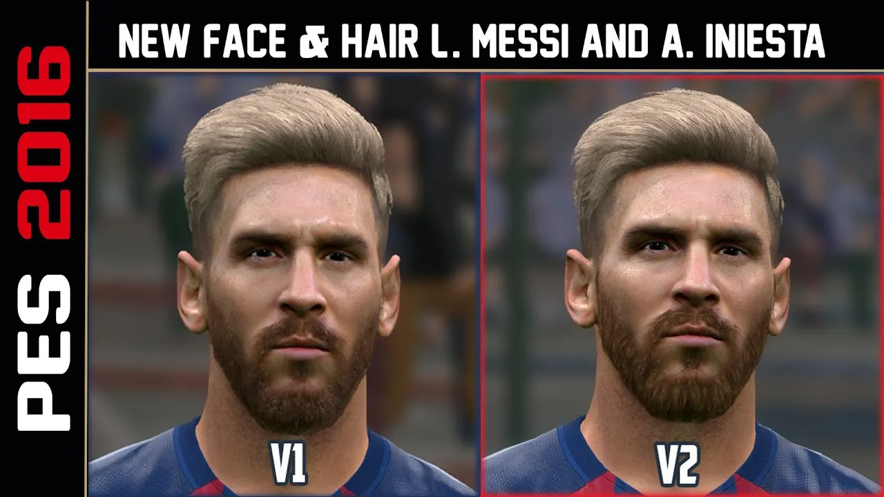 PES 2016 |New Face & Hair Lionel Messi 2 Versiones &