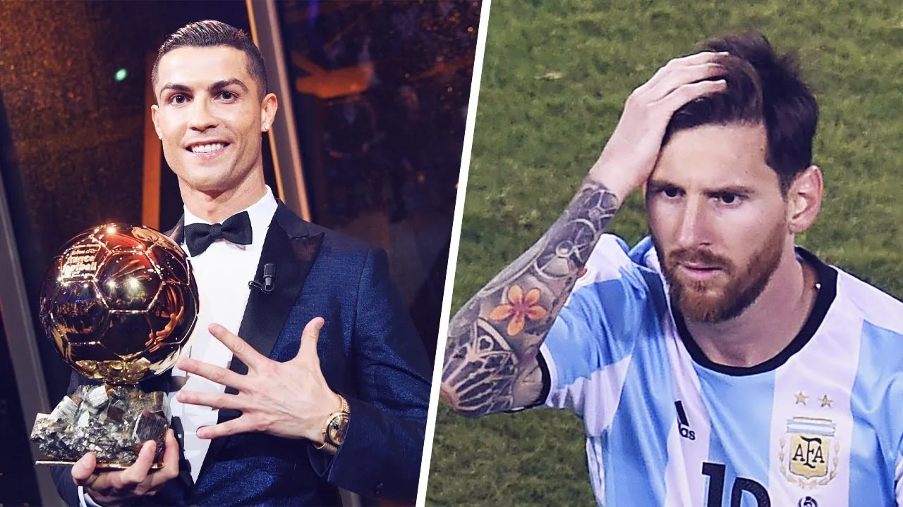 Lionel Messi's reaction when Cristiano Ronaldo won his