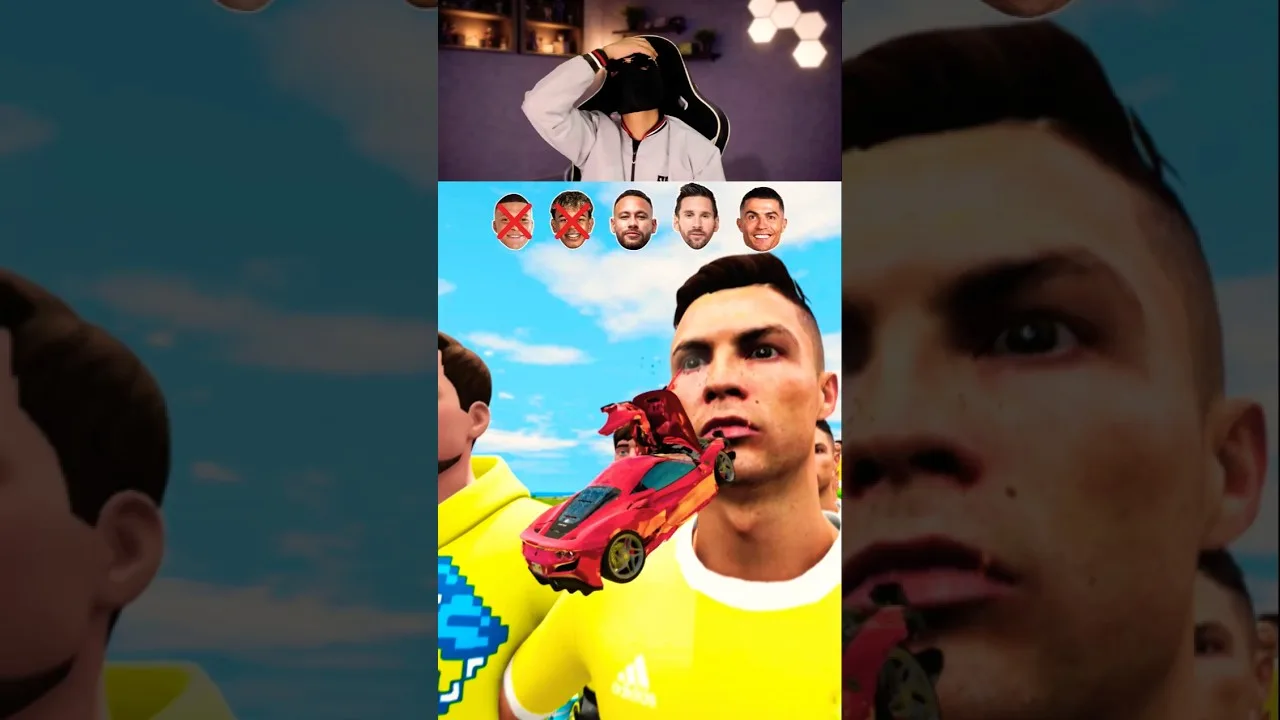 Cristiano Ronaldo contre Lionel Messi et le personnage de Mr Beast 🏆 #shorts #football #beamngdrive