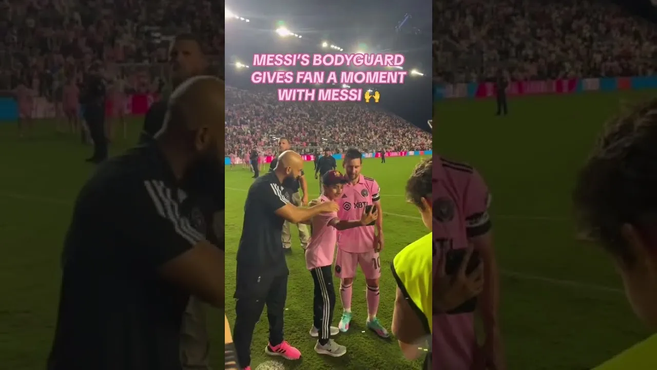 Messi’s bodyguard let this young fan take a photo with Messi