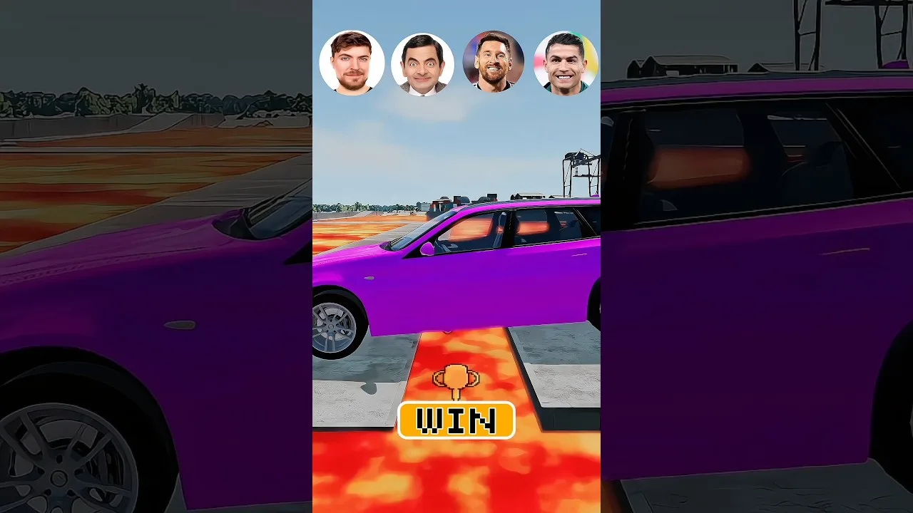 🚗 UR7, Mr bean, Mr beast, Leo Messi car vs ramp track gaming help UR7 #mrbeast #ronaldo #messi