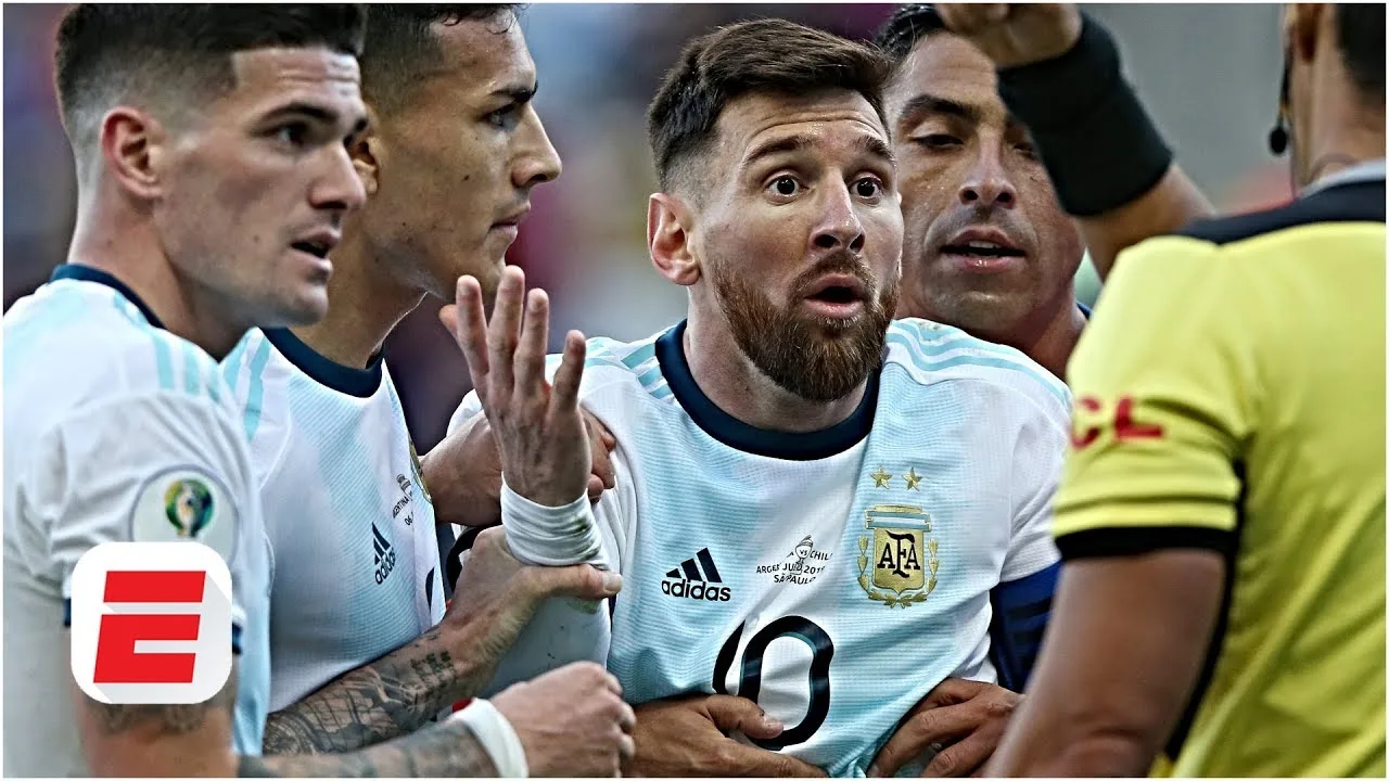 Argentina's Lionel Messi shown red: 'Referee