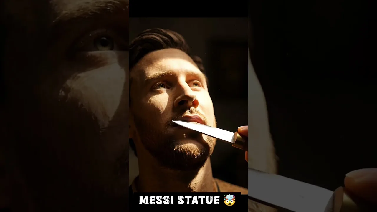 Attendez la fin ! 😱 Fabriquer Leo Messi à partir d’un morceau de bois 🐐🇮🇳 #cr7 #messi #woodenstatue #india