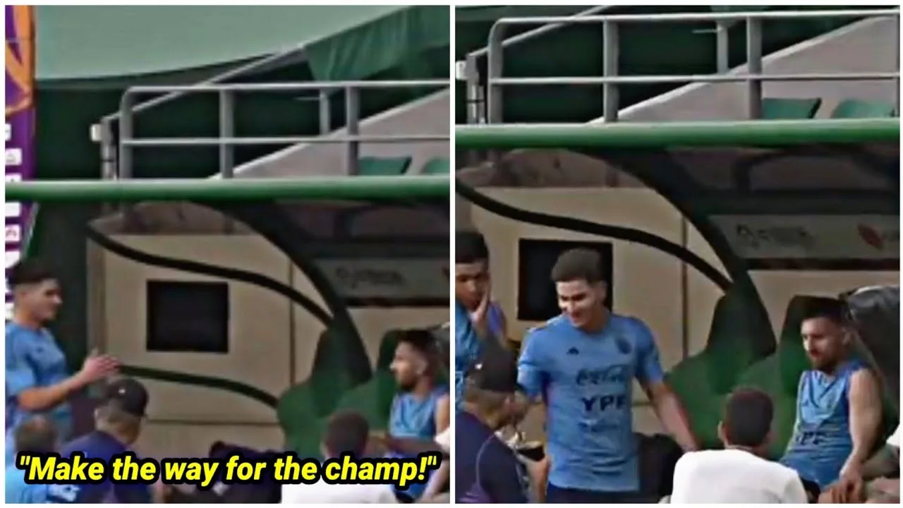Lionel Messi’s reaction when Julian Alvarez joined the