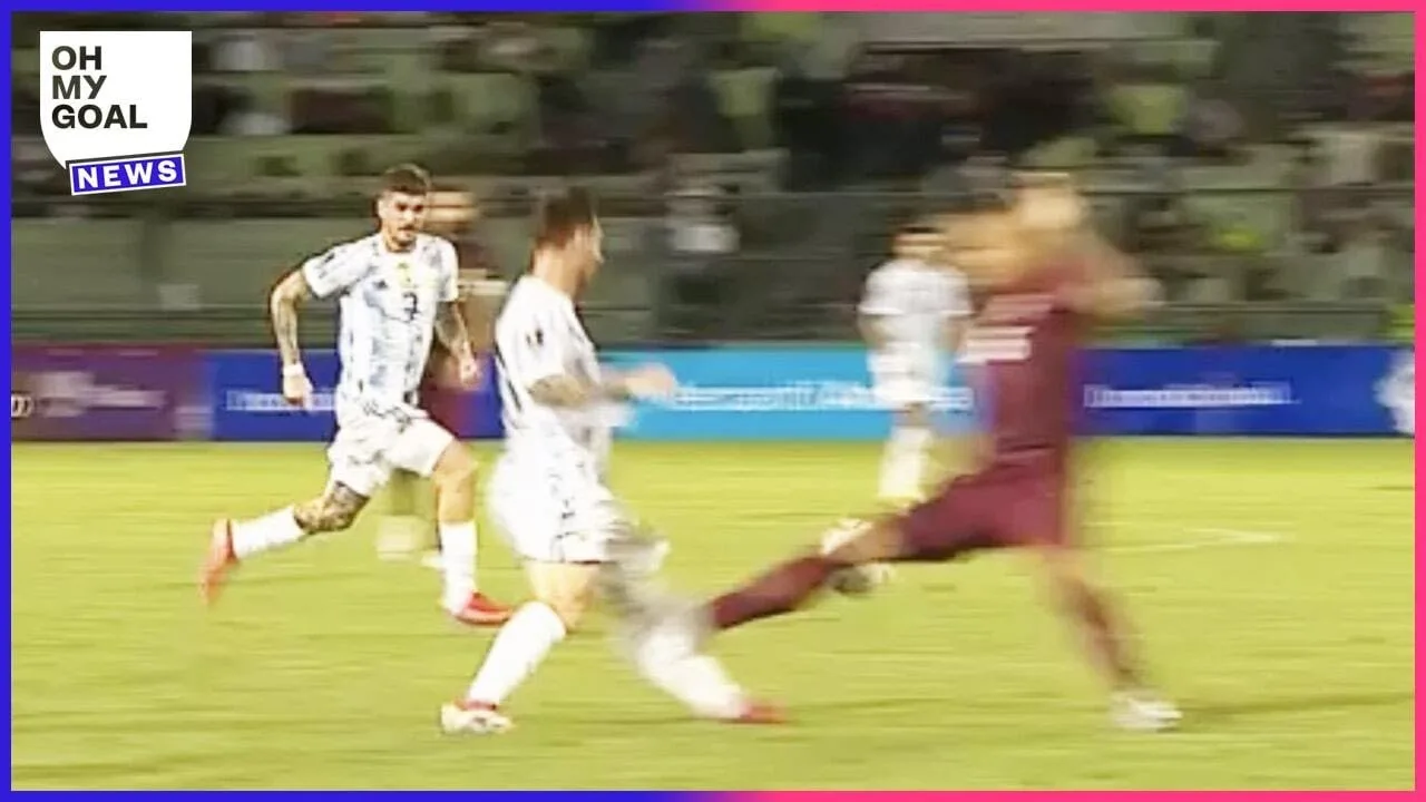 Lionel Messi almost gravely injured by a shameful tackle
