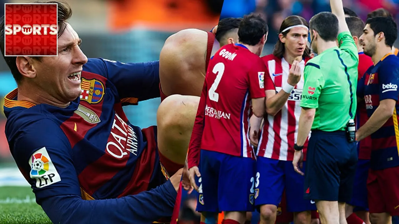 Filipe Luis SHOCKING TACKLE On Lionel MESSI