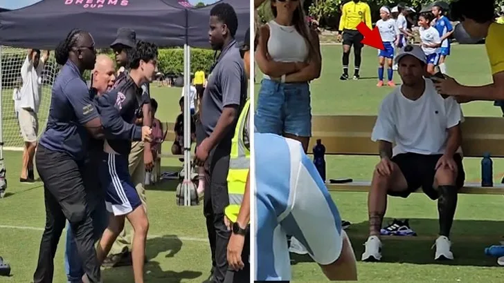 Lionel Messi Fan Manklé par la sécurité après avoir précipité la star du football lors de l’événement pour les jeunes