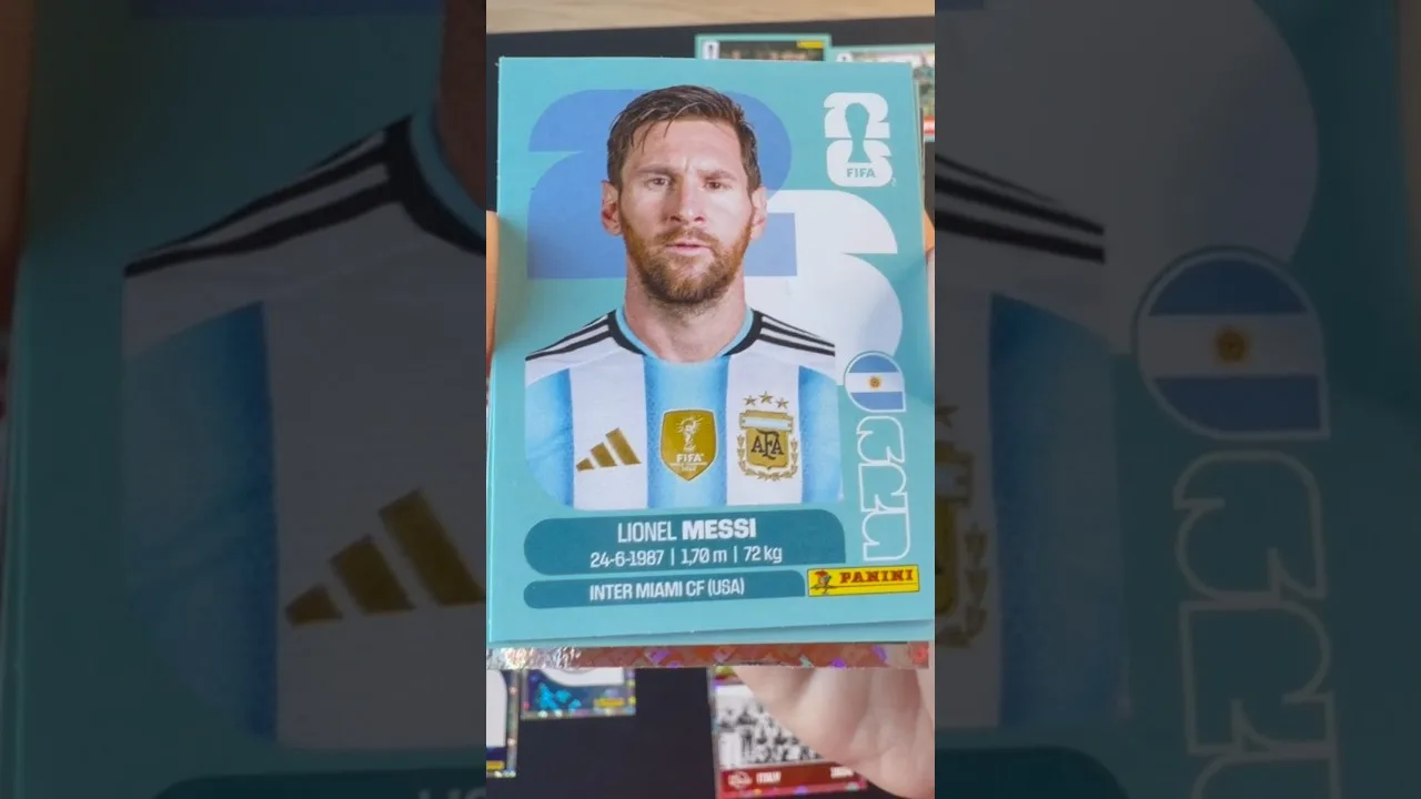 Brutal sobre del mundial de stickers sacamos a leo messi #panini #futbol #unboxing #argentina #messi