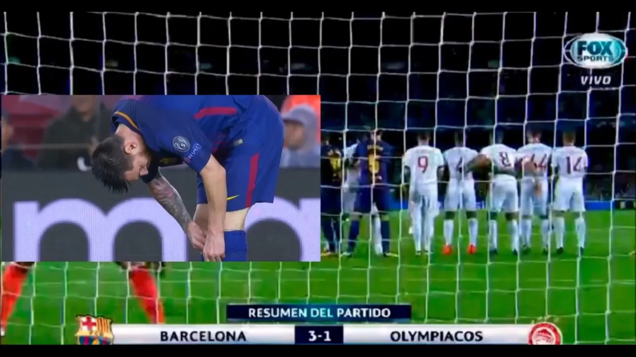Lionel Messi took a glucose tablet VS Olympiakos   UCL