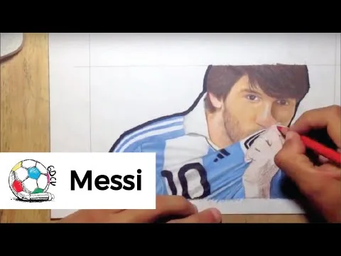 Dibujo de Leo Messi con la camiseta de la Selección