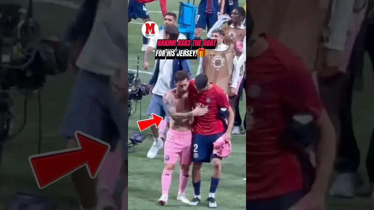 HAKIMI ASKS THE GOAT FOR HIS JERSEY!🎁🐐#Hakimi #Messi #InterMiami #PSG #ClubWorldCup