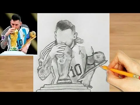 How to draw Lionel Messi world cup moment pencil sketch ||