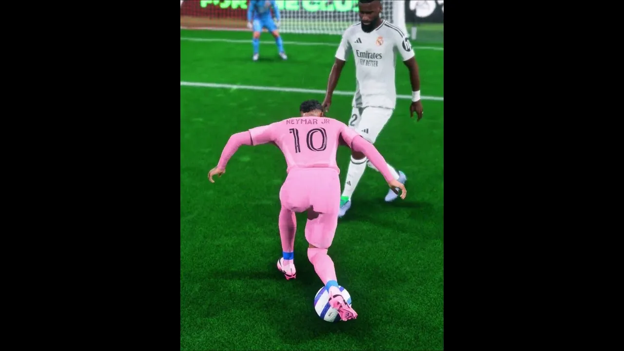 😱🪄⚽🏆 NEYMAR JR SKILLS FREESTYLE VS GOALKEEPER LIONEL MESSI IN FC25 #shorts