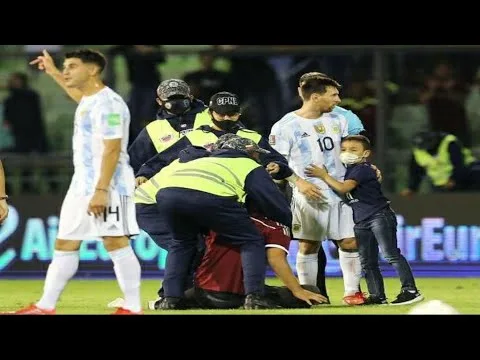 Moment Leo Messi and Little fans after match Venezuela vs