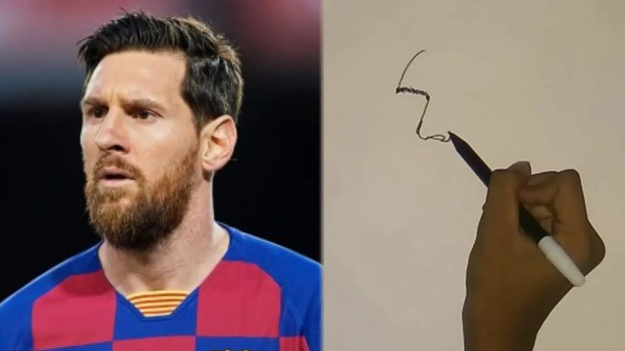 WOW, Menggambar Lionel Messi menggunakan spidol