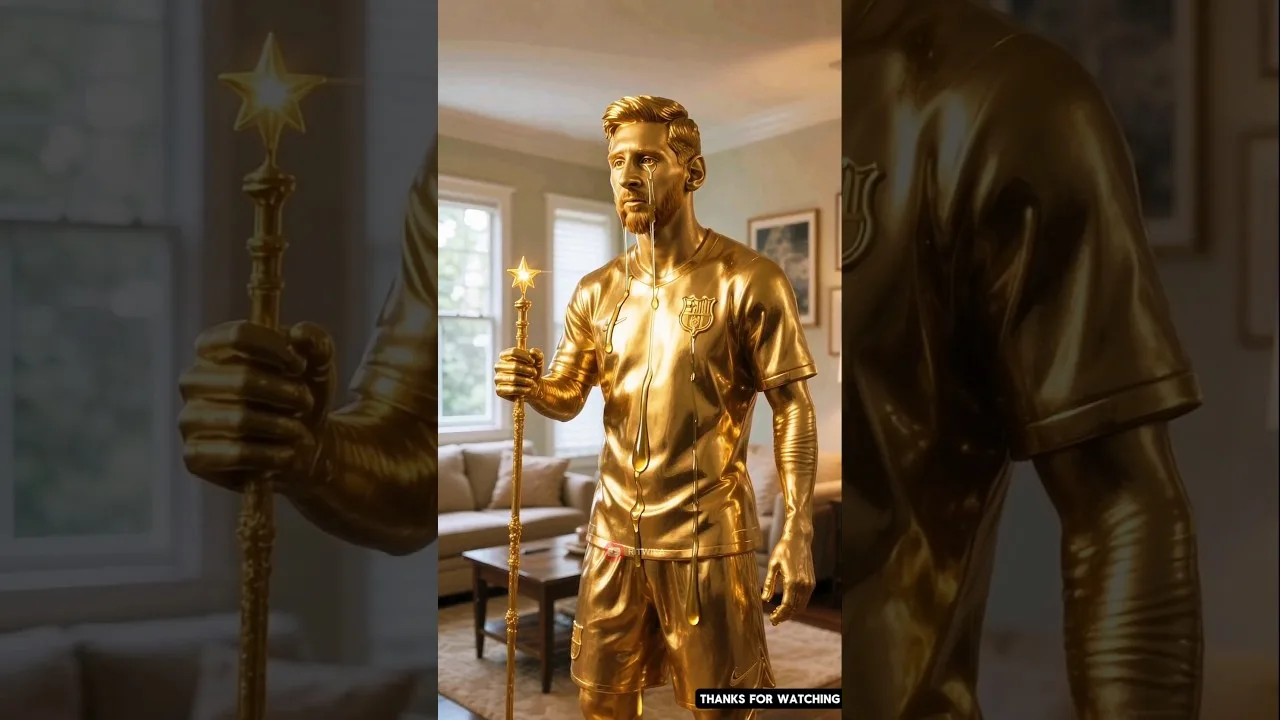 Comment Lionel Messi est-il devenu une statue dorée ? 😥 #shorts #ai #messi #ronaldo
