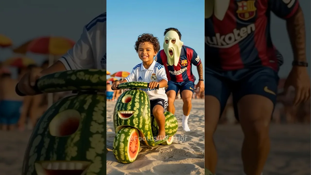 Lionel Messi a effrayé le fils de Ronaldo et lui a volé son scooter pastèque
