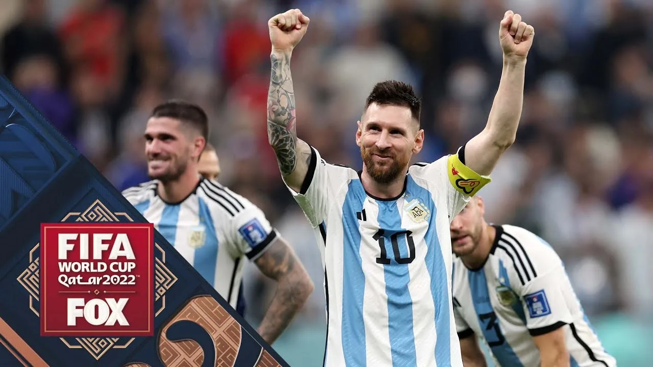 Lionel Messi and Argentina celebrate after advancing to 2022