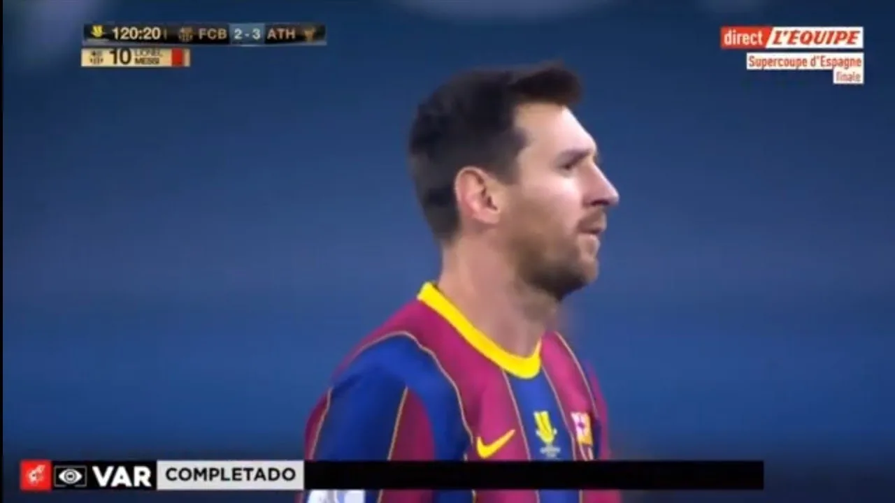 Lionel Messi expulso por agressão (Barcelona 2×3 Athletic