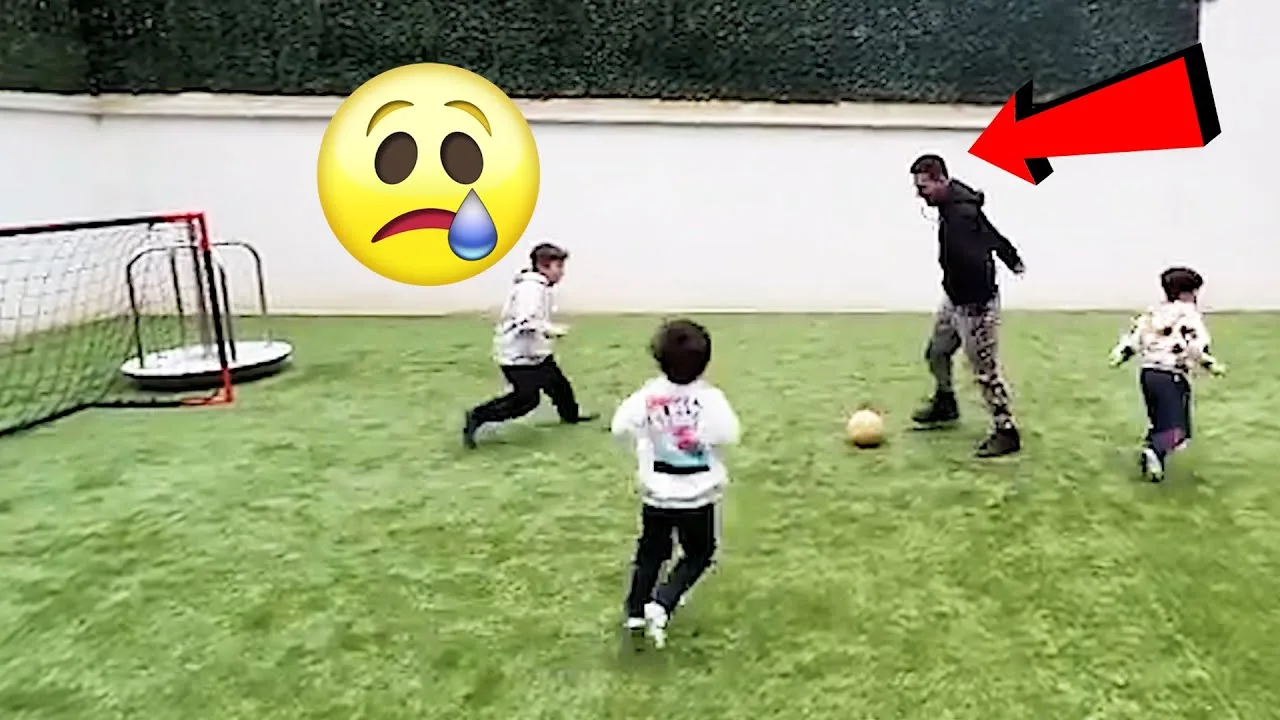 Leo Messi Scoring GOALS against his own Kids! Not letting