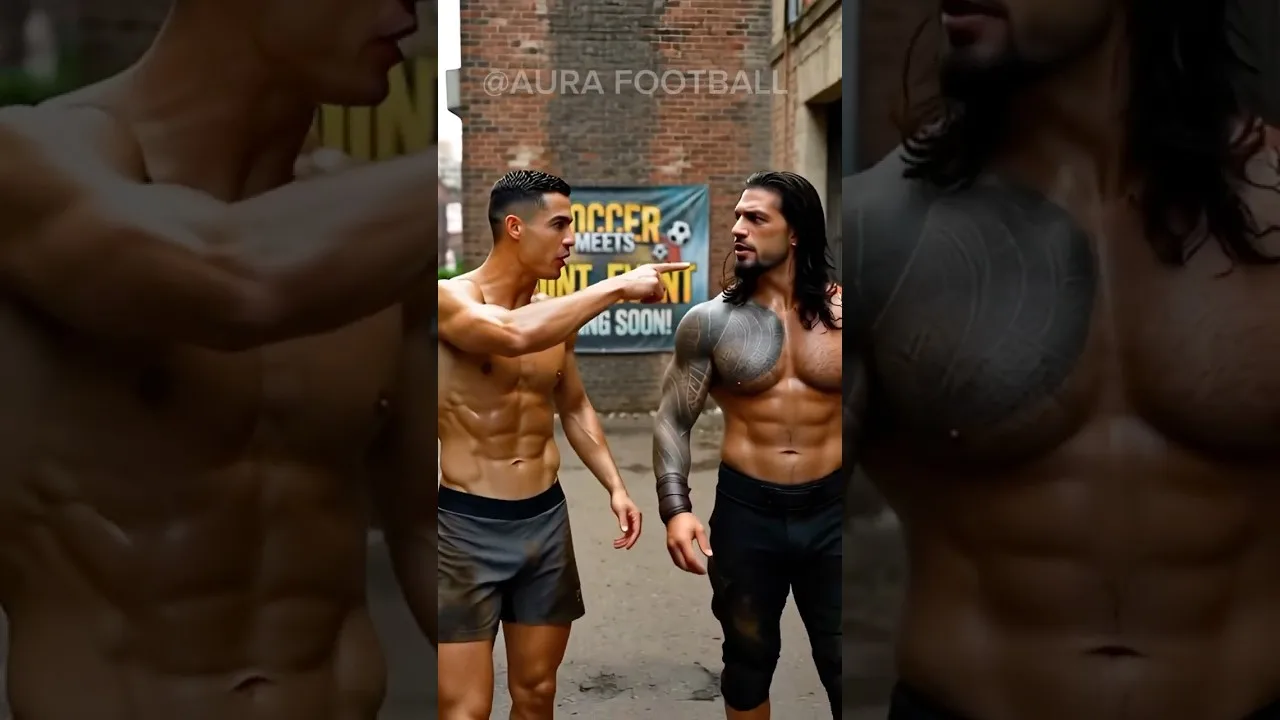 Cristiano Ronaldo et Roman Reigns contre Lionel Messi et Brock Lesnar 🤯 #messi #football#ronaldo#WWE