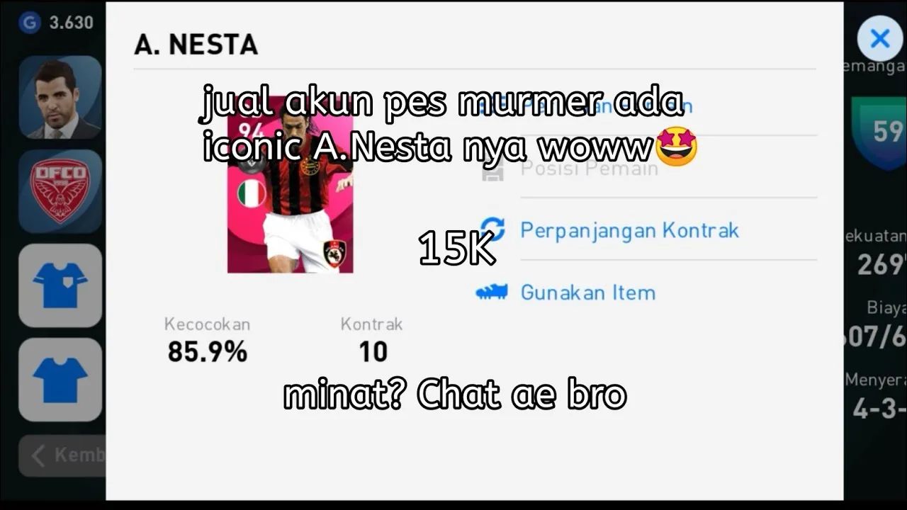 [SOLD] JUAL AKUN PES MURMER ADA ICONIC TERBARU NESTA DAN LEO