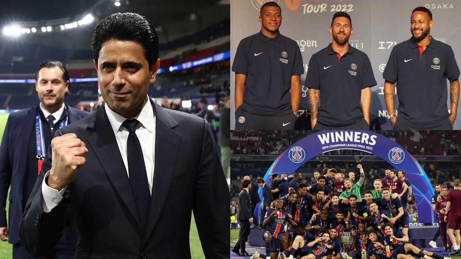 Lionel Messi, Neymar et Kylian Mbappe ont envoyé un message par le chef du PSG Nasser Al-Khelaifi après l’attente de Luis Enrique End End pour le premier titre de Ligue des champions